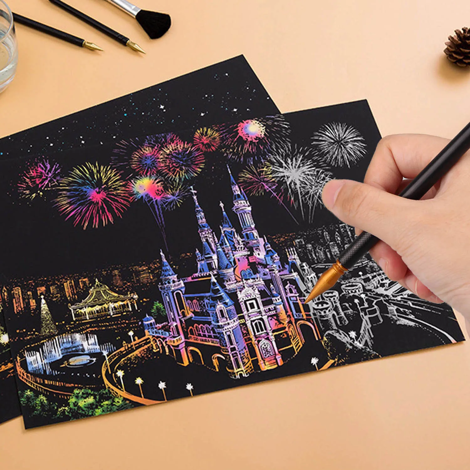 Набор инструментов для рисования царапин набор из 9 ручек с двойным наконечником