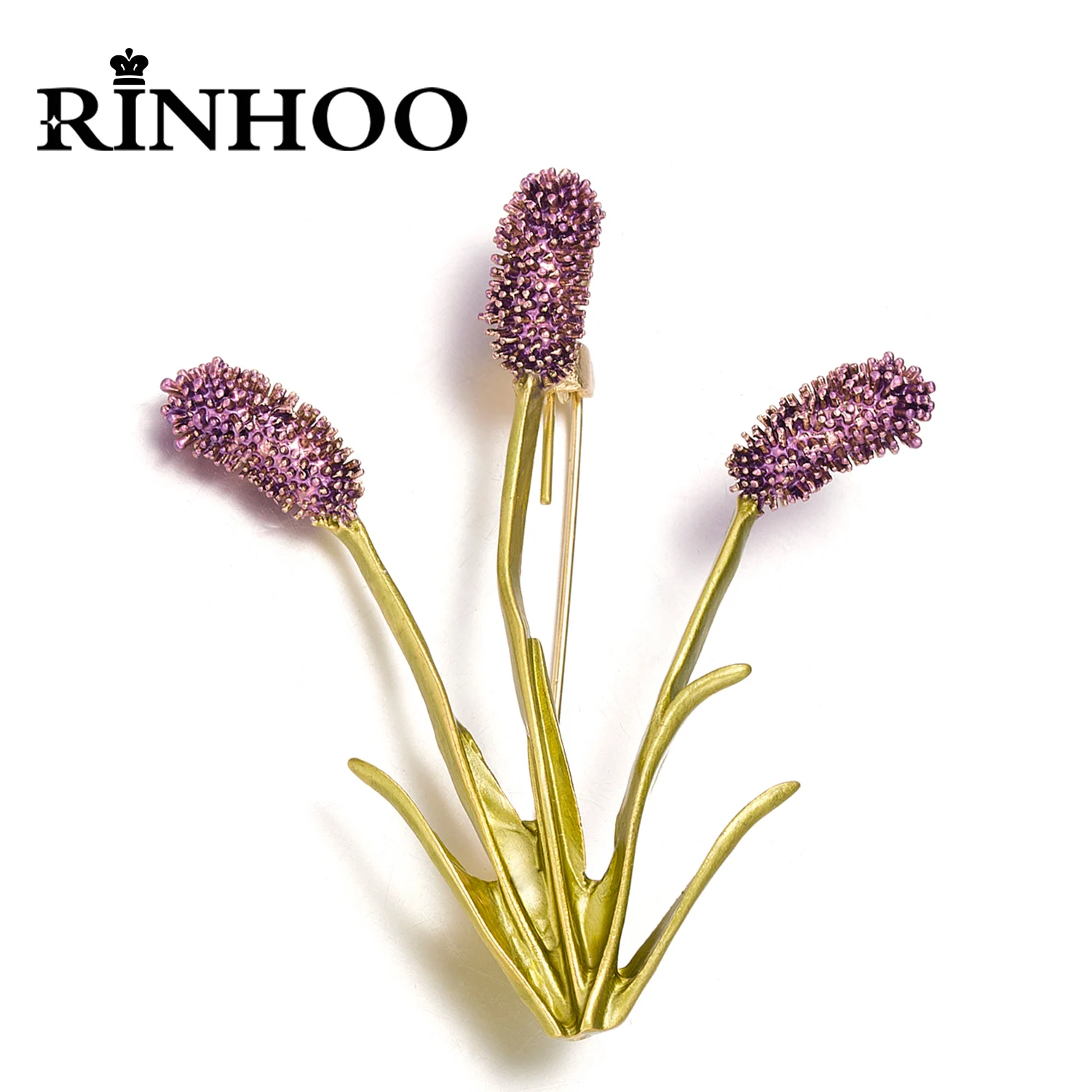

Rinhoo Enamel Purple Foxtail Grass Brooches For Women Leaf Reed Dogtail Grass Plant Flower Corsage Fashion Bijouterie Femme Pins