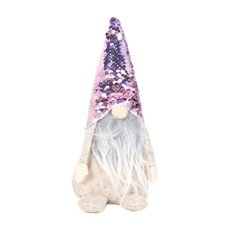 Swedish Christmas Santa Nordic Elf Plush Gnome Doll Figurine Ornament Sequins Hat Pocket Home Holiday Decorations