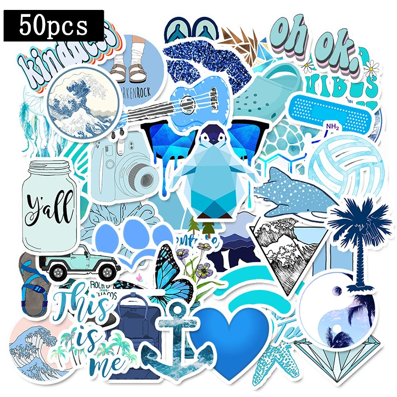 50 шт. хлопковые голубые джинсы VSCO Стикеры s для детей игрушки Водонепроницаемый