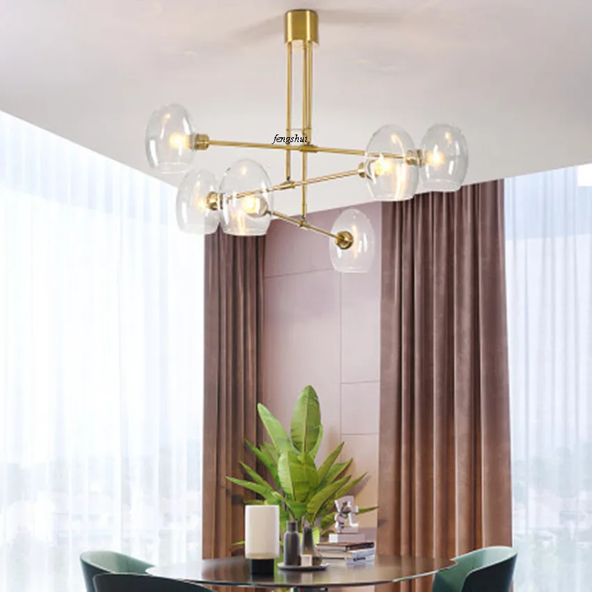 Скандинавская Ретро светодиодная стеклянная люстра комнатный светильник в