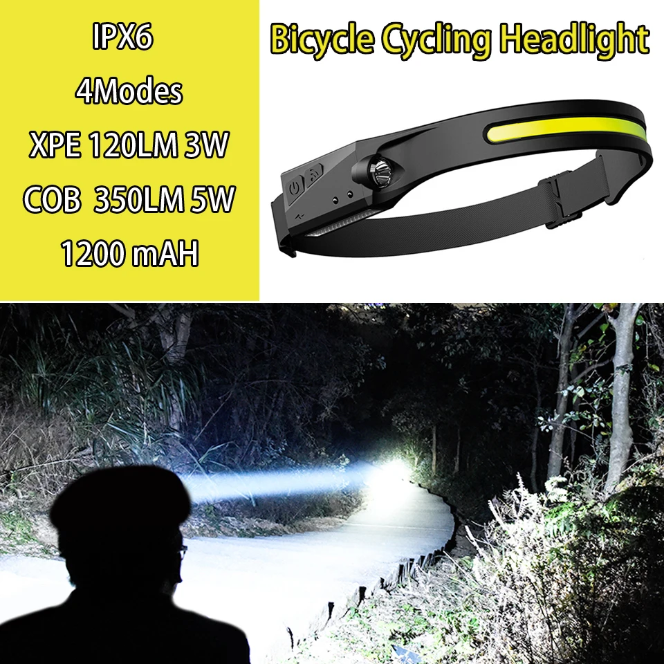 

Headlamp Cycling Bike Lights Bicycle Led Light Motion Sensor 230 Illumination 5 Modes Wide Beam Head Lamp for Running