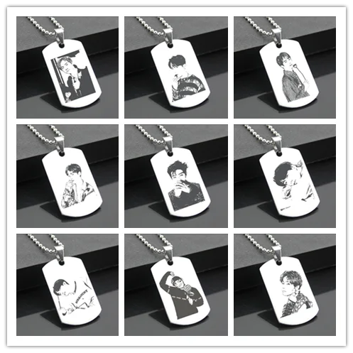 

Bangtan Boys DIY Army Card Pendant Necklace Key chain Stainless Steel Chain Jewelry Fans Lovers Gift
