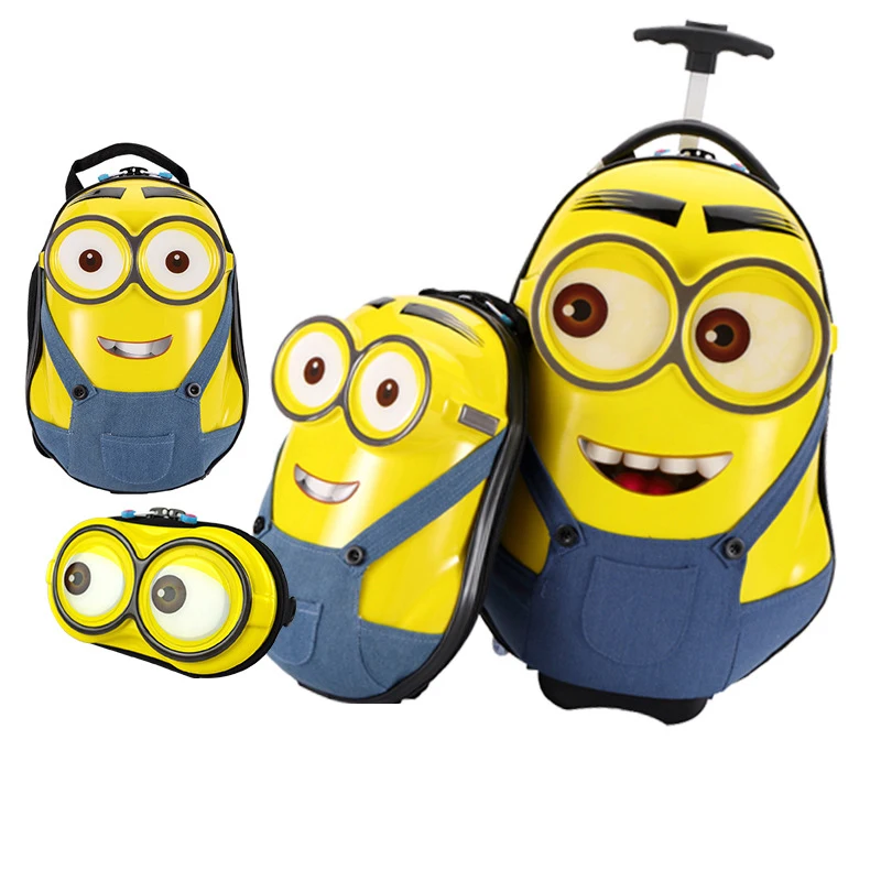 3 шт. набор детских чемоданов на колесиках с 3d-рисунком дорожная сумка милый