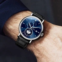 LOBINNI Switzerland Luxury Watch Automatic Mechanical Mens Wristwatch Sapphire Leather 50m Waterproof Watches erkek kol saati