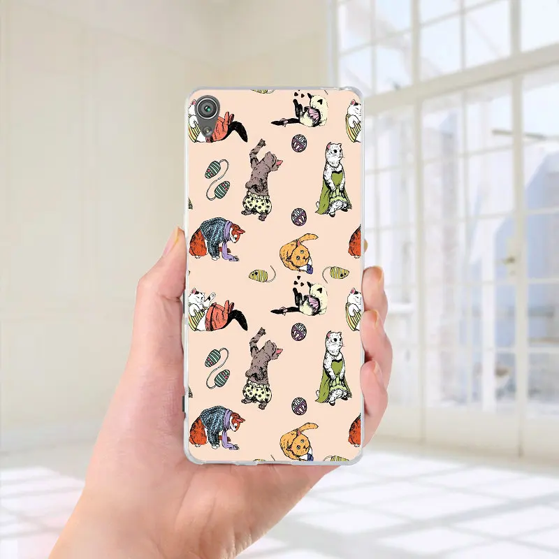 Мягкие силиконовые чехлы из ТПУ для телефона sony Xperia M2 M4 M5 чехол XA; XZ Z Z1 Z2 Z3 Z4 Z5 Compact E3 E5 T3 Shell Сумки с милым рисунком кота - Цвет: Picture 4