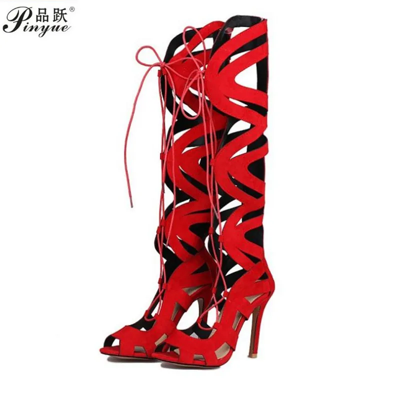 

Fashion Sexy Lace-Up Oversized Breathable Summer Boots Fish Mouth Open Toes Cross Straps Catwalk Fashion Women’S Boots Cool