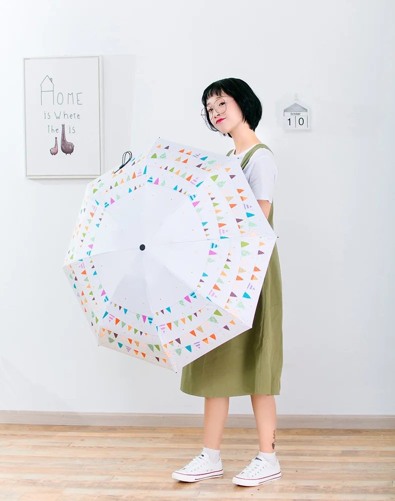 Зонт от солнца защита УФ чистый дождь двойное использование 50 складной Маленький