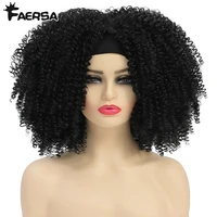 headband wig short hair afro kinky curly synthetic natural wigs for black women glueless cosplay drag queen black wig faersa
