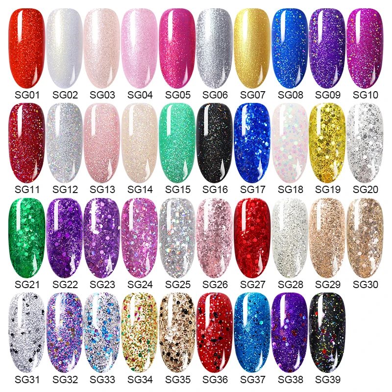 Гель-лак для ногтей BORN PRETTY с блестками 6 мл УФ-гель розовый золотой серебристый