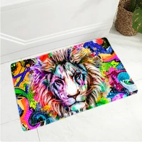 3d lion pattern anti slip doormat kitchen entrance door mat suede velvet carpet doormat colorful indoor floor mats rug