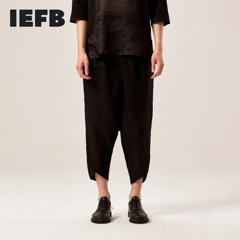 IEFB/Мужская одежда черные повседневные штаны для мужчин 2020 Осенние широкие брюки