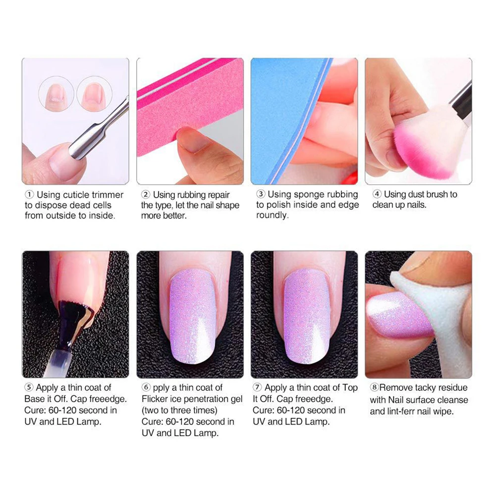 1Pc Glitter Gel Polish Soak Off UV LED Nail Art Varnish Shining Long Lasting Base Suitable to apply on UV gel nails, acrylic