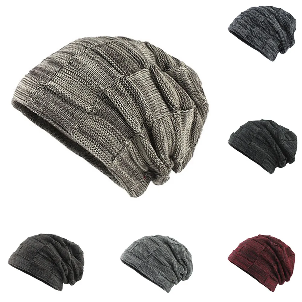 

1Pcs Men Thicken Warm Knit Beanie Crochet Winter Knit Skull Slouchy Caps Hat Cycling Windproof Cap For Fall Winter sombrero