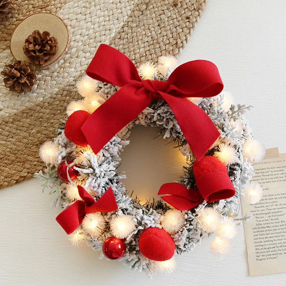 

30CM Valentine's Day Artificial Rattan Flower Door Hanging Wreath With String Light Wall Decoration For Home Festival Party