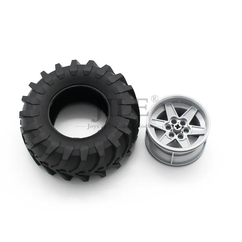 Technology Wheel 56mm D. x 34mm Racing Medium 6 Pin Holes with Tire 107 44R Tractor Straight Tread 15038 23798 Building Block | Игрушки и