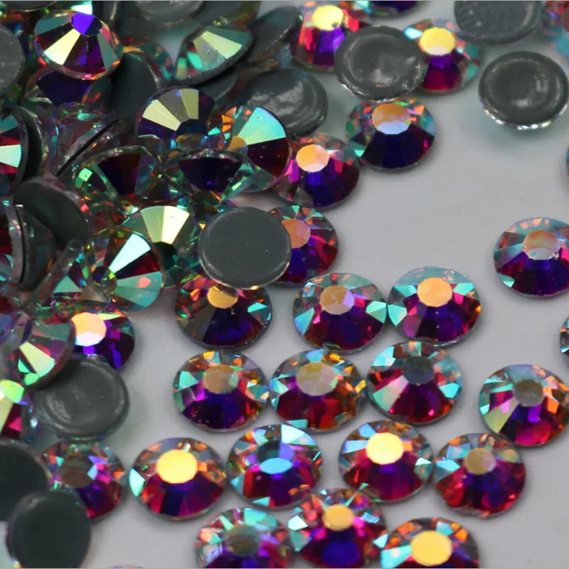Горячая фиксация Стразы супер блестящий Strass Flatback Glass Crystal AB исправление камней Iron