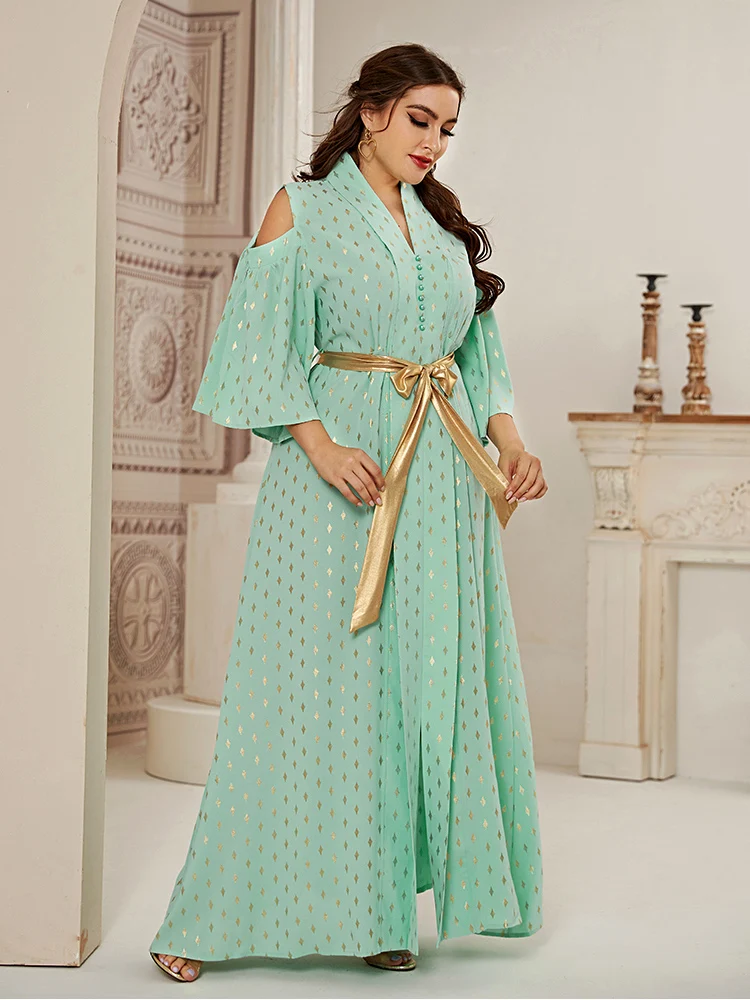 2021 Абая длинные весенние женские платья с рукавом бабочкой большого размера плюс