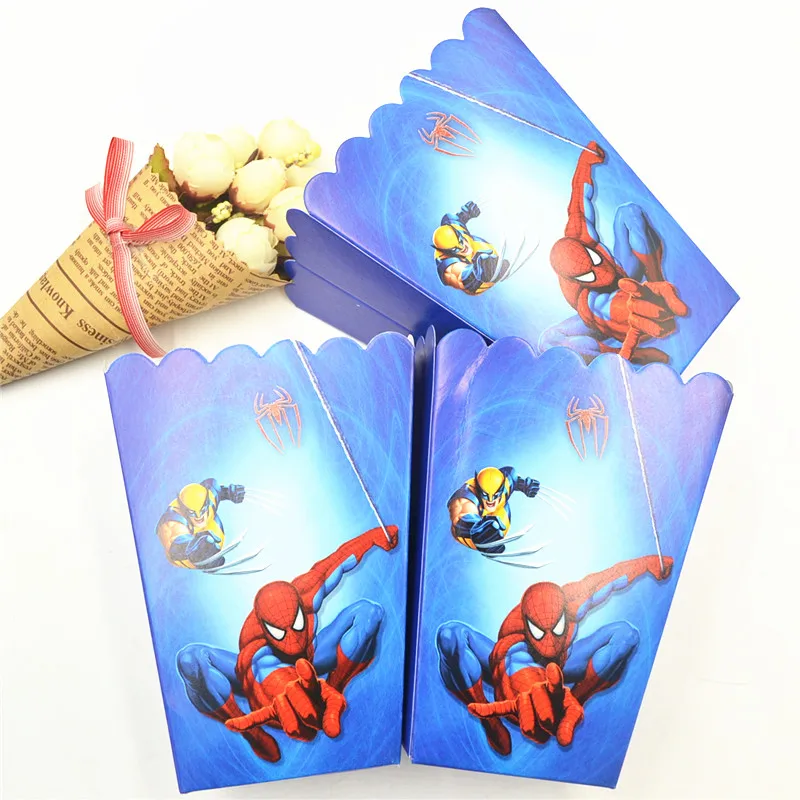 6 шт./компл. Забавный Человек паук товары для дня рождения попкорн коробка чехол
