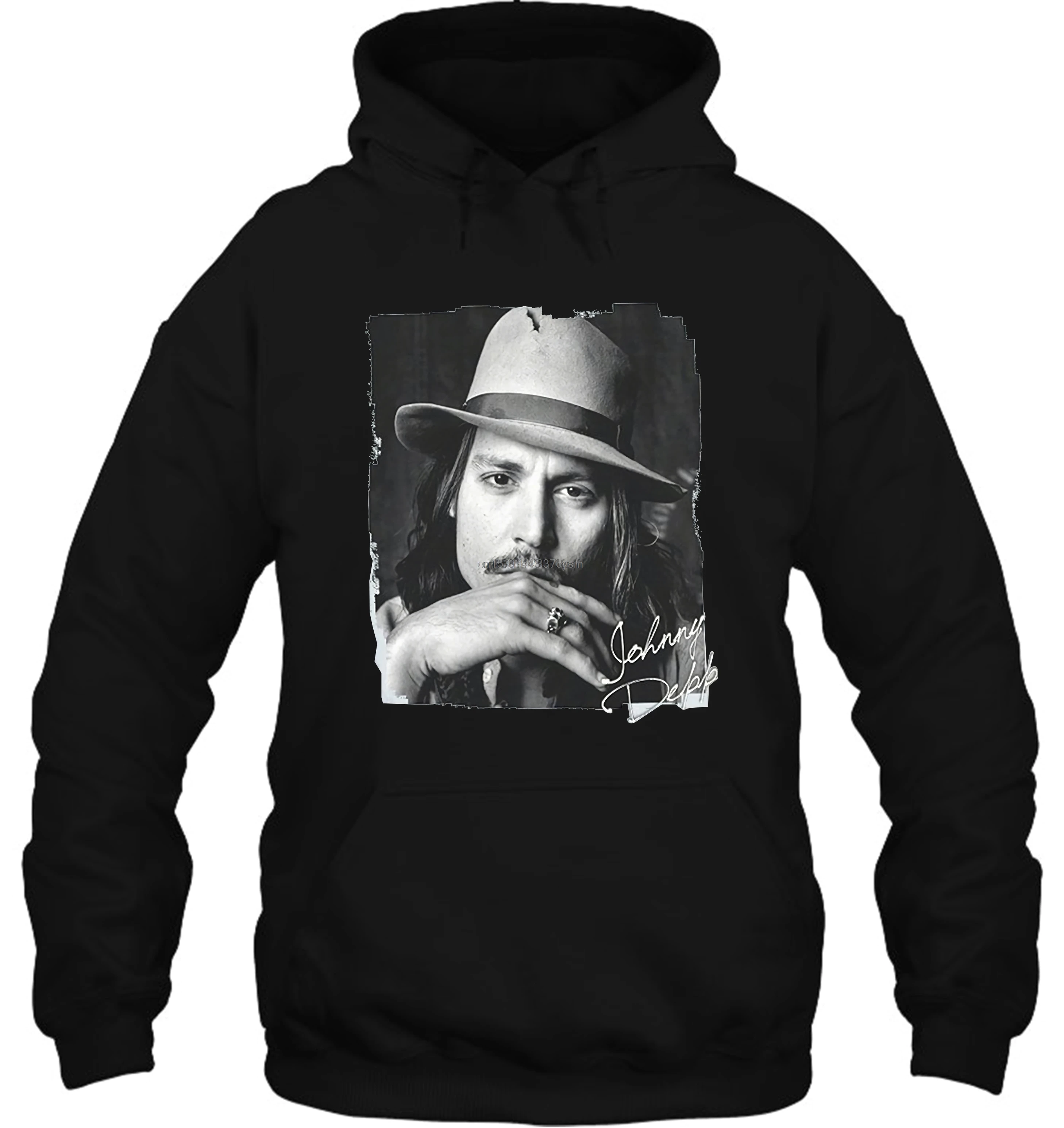 

Men Hoodie Funny white Black tee Johnny Depp H Picture Celebrity Women Streetwear