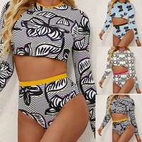 surfing swimsuit for women 2021 bikini long sleeve swimwear butterfly print push up summer bath suit two piece bandeau biquini