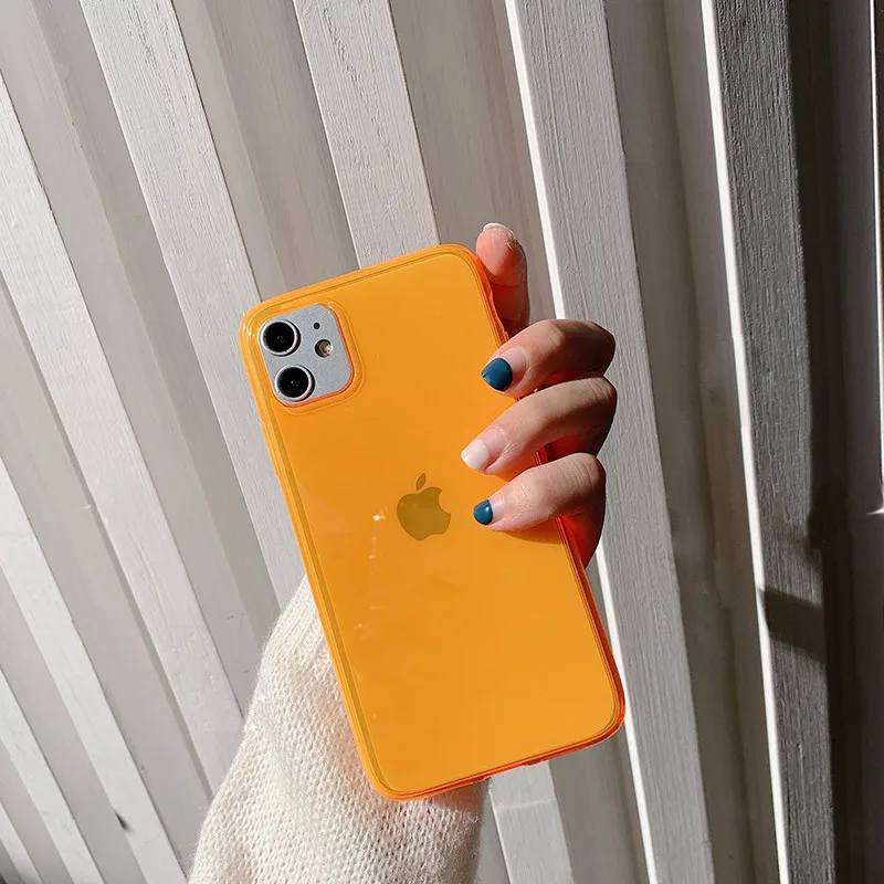 Неоновый флуоресцентный цветной чехол для телефона iphone 11 Pro Max XR X XS 7 8 plus задняя