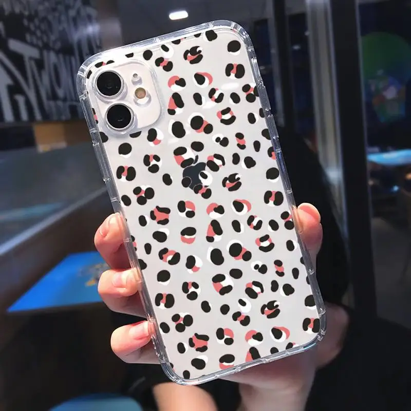 

Leopard fashion texture pattern Phone Case Transparent for iPhone 11 12 mini pro XS MAX 8 7 6 6S Plus X 5S SE 2020 XR