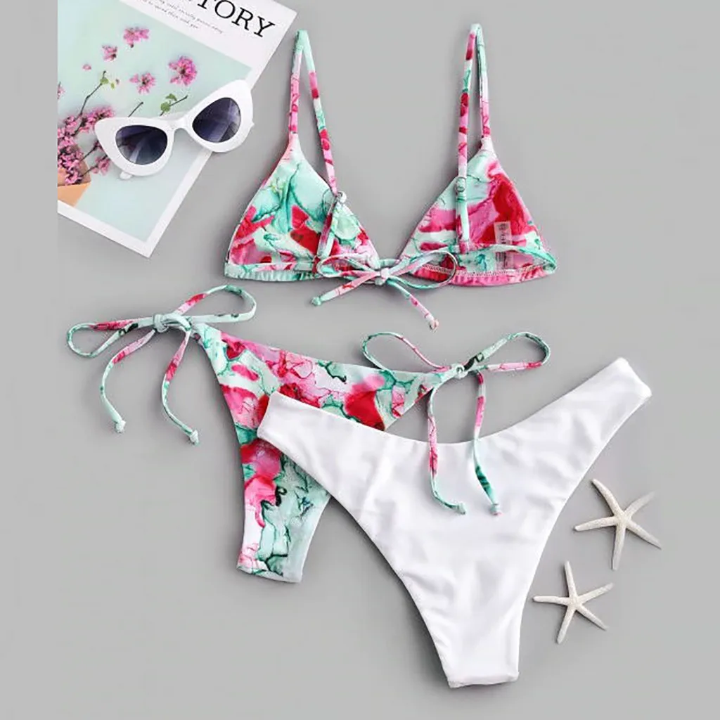 Новинка 2020 женское нижнее белье с цветочным принтом женский купальный костюм