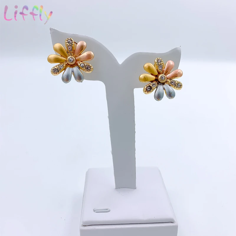 Liffly Nigerian Wedding Bridal Jewelry Luxury Dubai Gold Sets for Women Flowers Necklace African Beads Set | Украшения и
