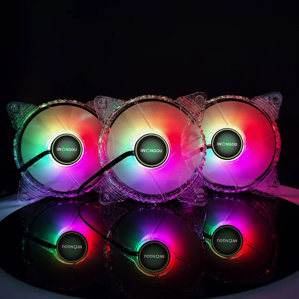 IWONGOU RGB Fans PC Controller Cooling Fan 120mm 12V Cooler 5 Pack 6 pack Diamond aperture with 4 Screws Computer Case | Компьютеры и