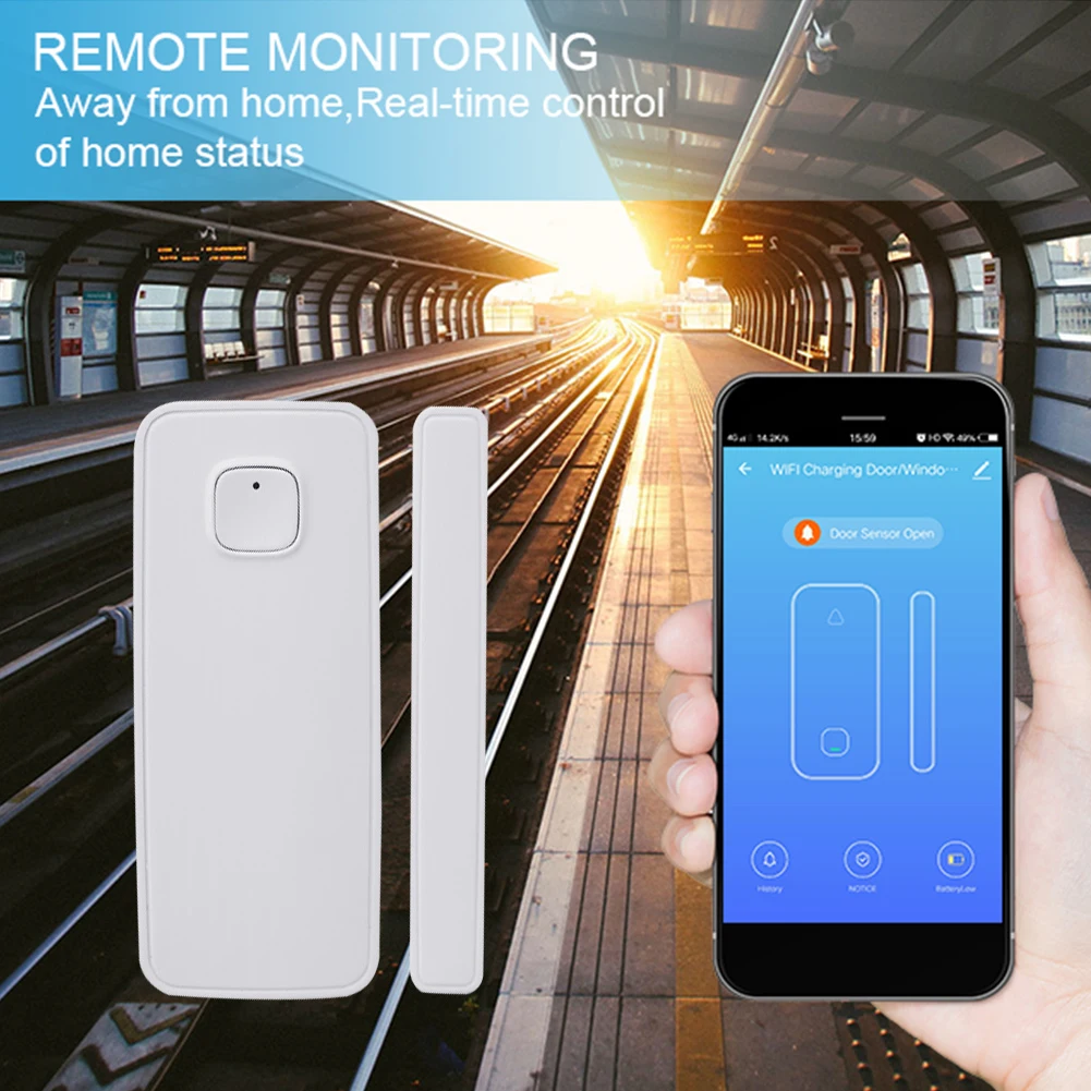 

Smart Door Sensor WiFi Window Sensor Home Alexa Voice Control Magnetic Graffiti Smart Door And Window Sensor for Google
