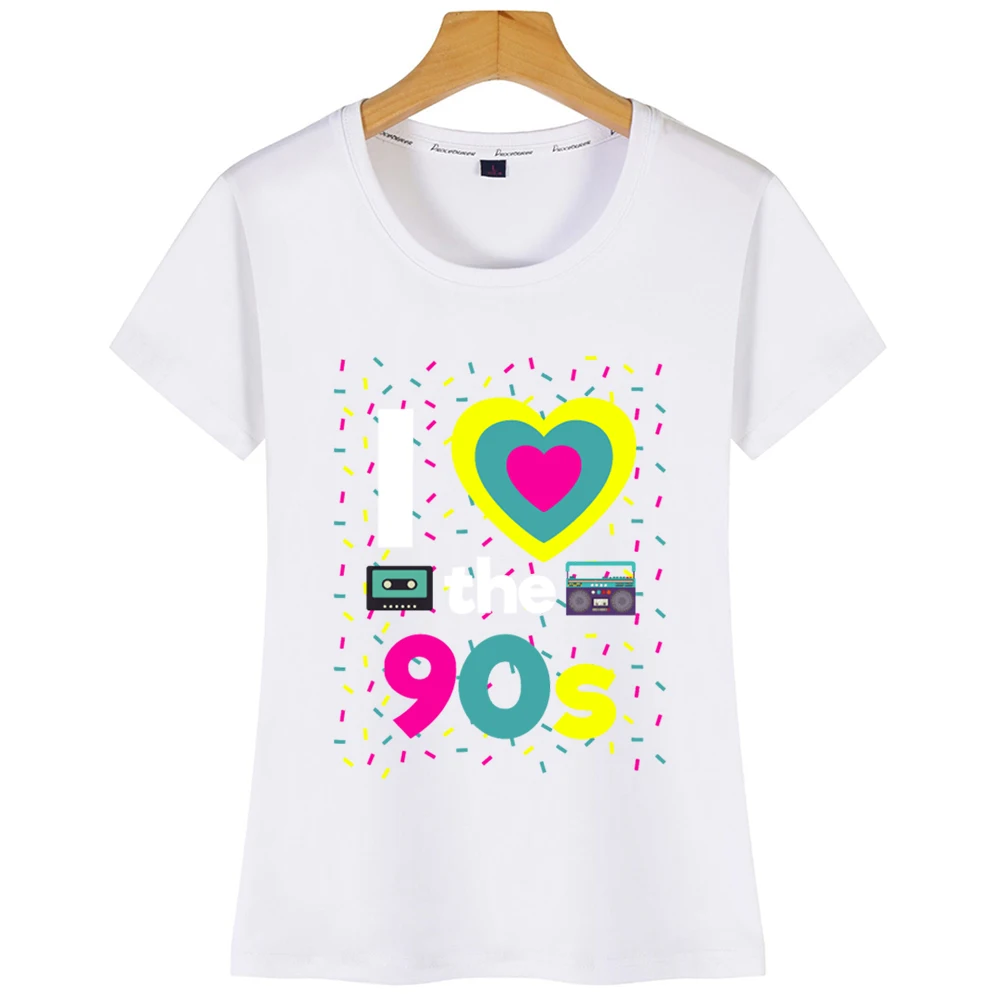 Женская хлопковая футболка с надписью I Love The 90 х|Футболки| |