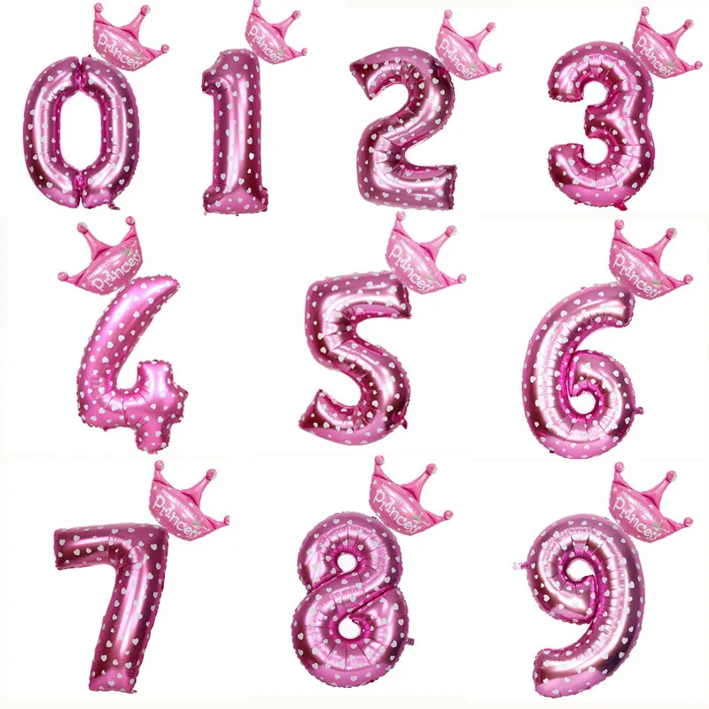 

2pcs 32inch Number Foil Balloons With Mini Animal Dinosaur Balon Happy Birthday Party Decoration Kid's Toys Large Digital Ballon