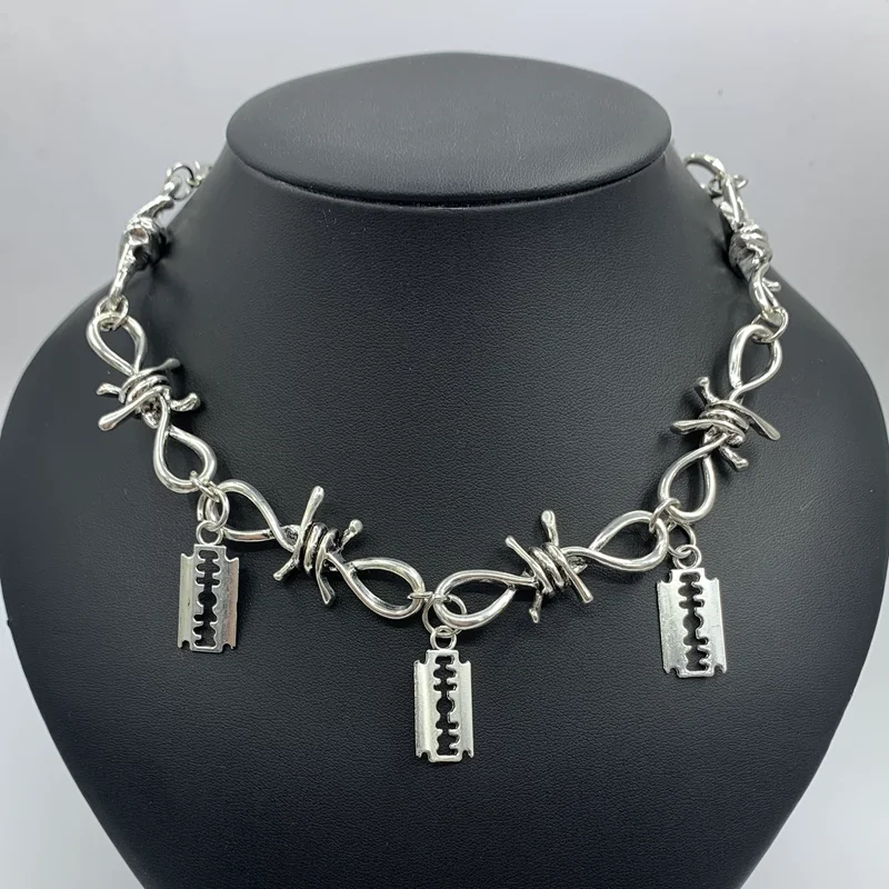 Ожерелье из колючей проволоки ожерелье в стиле хип хоп с шипами браслет панк рок