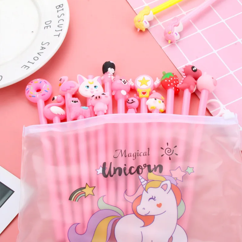 20 ручки + 1 сумка для ручек из Южной Кореи небольшой свежий черный Ручка студентов