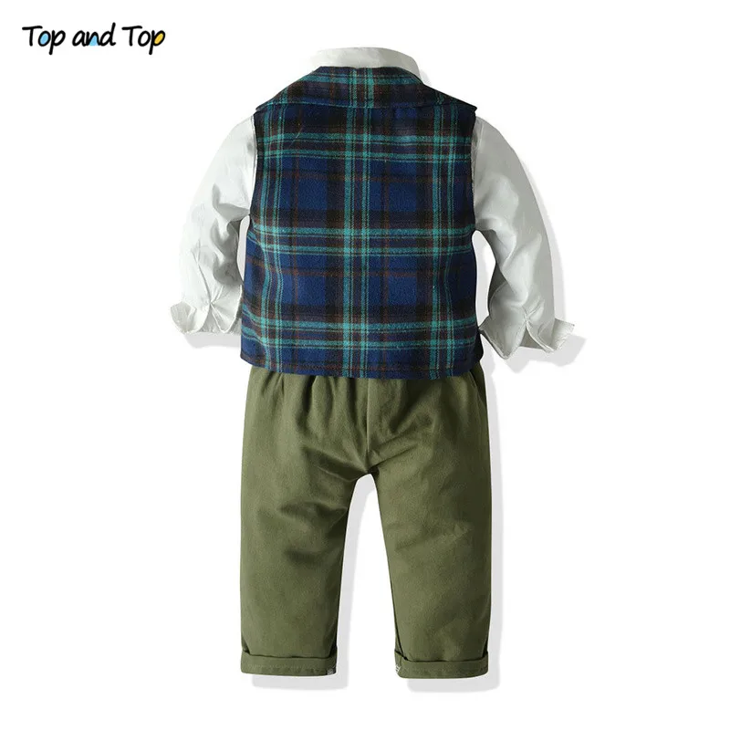 Комплект одежды для маленьких мальчиков: рубашка с бантом и длинным рукавом +