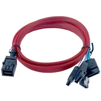 built in mini sas hd sff 8643 to 4 sata storage hard drives red braided network data cable server cable