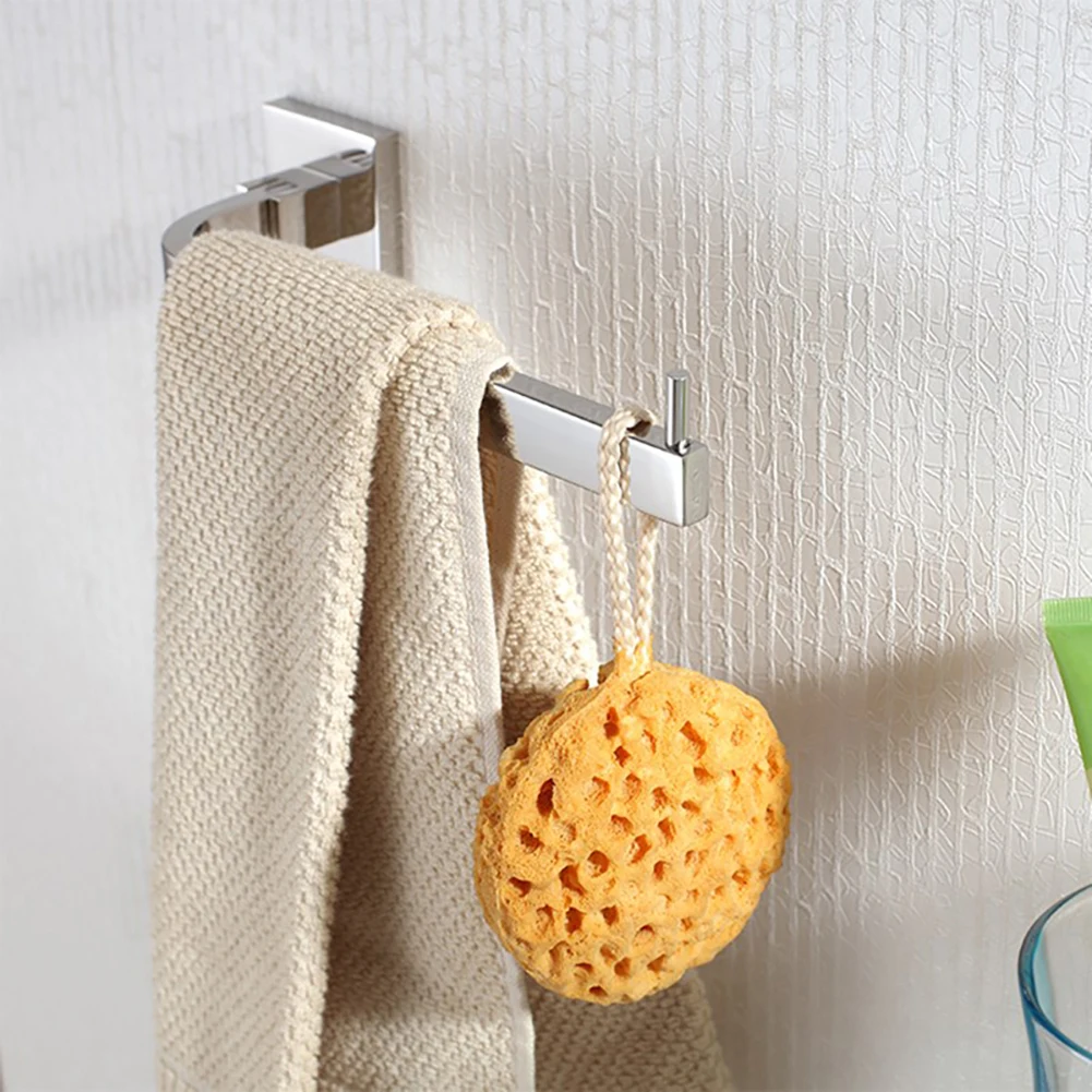 

Bright Polishing Square Base Towel Hook Bars Silver Towel Rack 304 Stainless Steel Bathroom Accessor