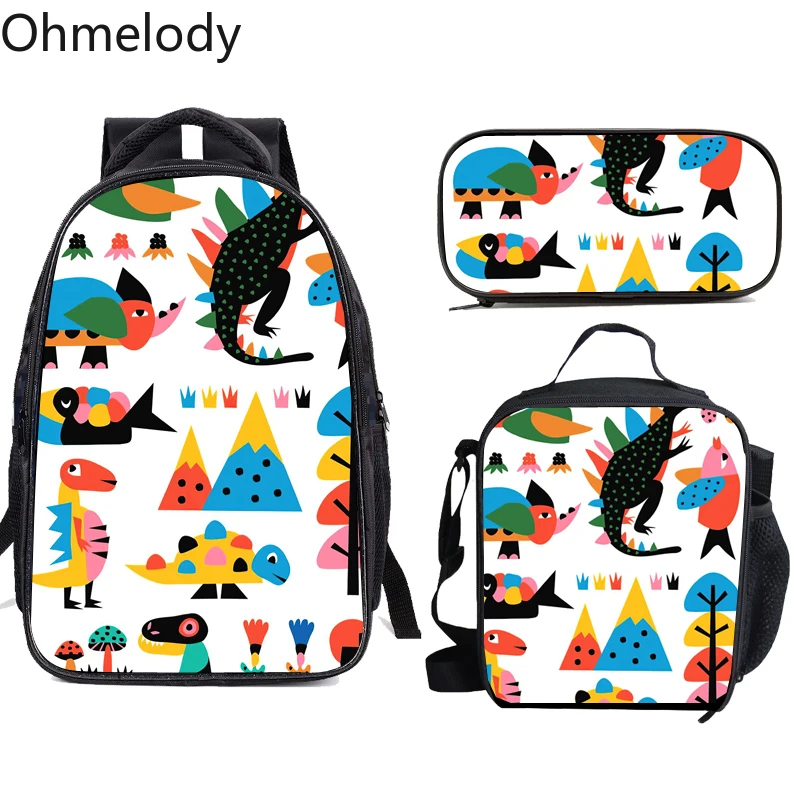 brazil illustration prints children 3pcs school backpacks insulation cooler lunch box pencil case lovely schoolbag kids bookbag free global shipping