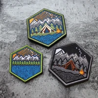 all terrain embroidery patches hexagonal camp full embroidered badge morale seal sticker star sea scenery pack sticker