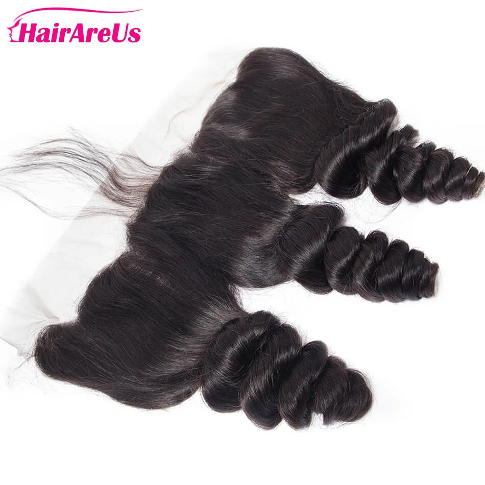 

Loose Wave Transparent Lace Closure 13x4 Lace Frontal Brazilian Remy Human Hair Free Part Natural Color Pre Plucked
