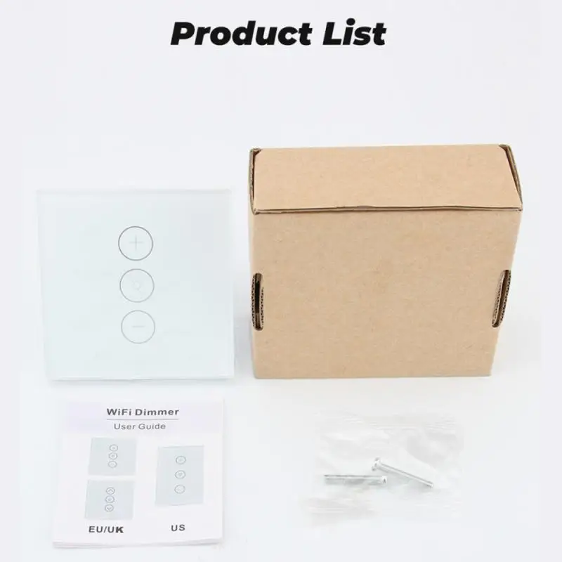 

10A Tuya Smart Dimming Switch AC 100V-240V EU WiFi Wall Touch Glass Panel Wireless Light Switch Work With Alexa Google Home