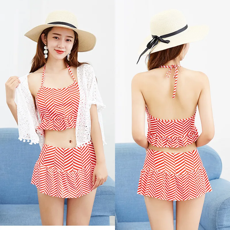 Новый стиль пляжный купальник бикини комплект из двух предметов 3 предмета в