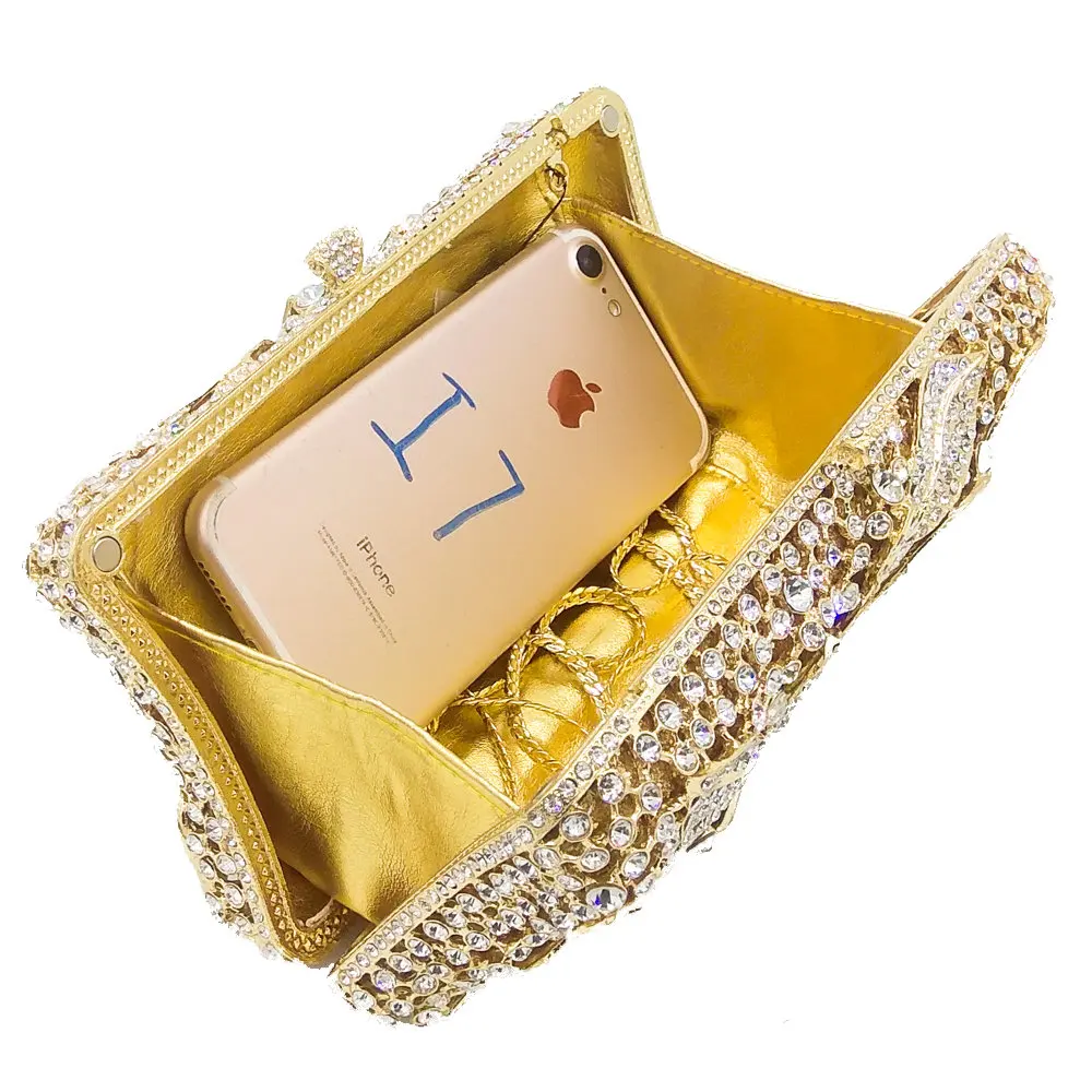 Женский клатч с кристаллами Boutique De FGG вечерний металлический жесткий чехол