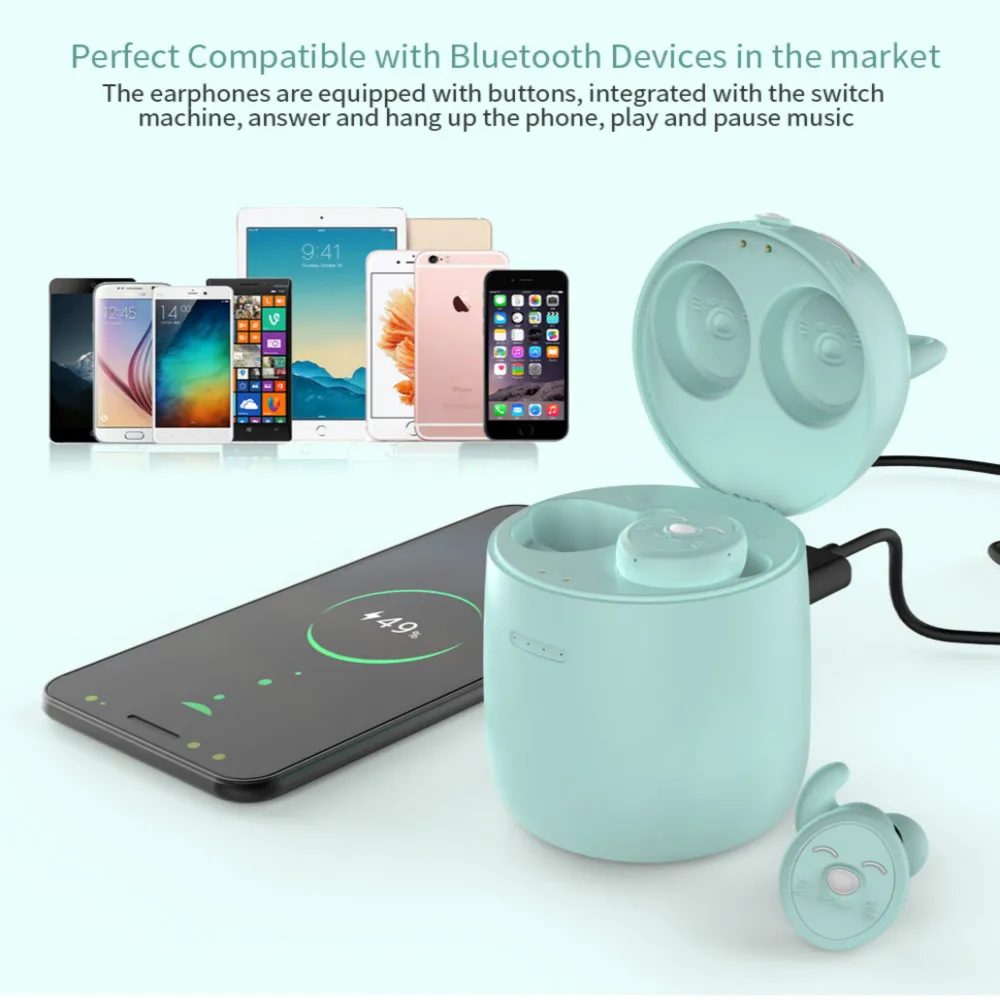 Умные TWS наушники в форме кошки беспроводные Bluetooth стерео гарнитура с зарядным