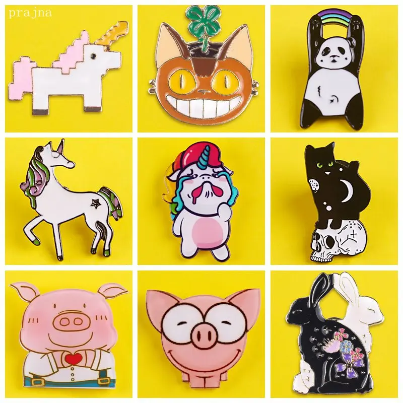 1 шт. микс Единорог Панда Кролик Рисунок Кот мультфильм флуоресцентные булавки