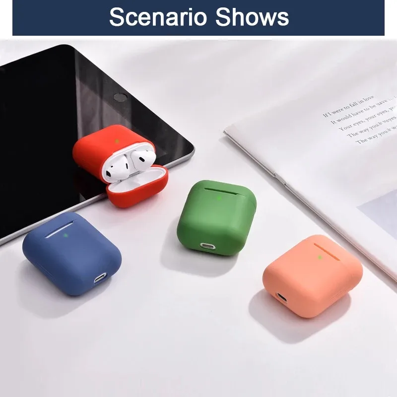 

Kjoew Solid Color Silicone For AirPods Case Cover For Apple Wireless Earphone Protective Case Earphone Protective Earphone Case
