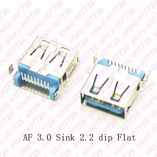 100 шт. AF USB 3 0 коннектор для раковины 2 Тип DIP SMT плоский рот Высокоскоростной разъем