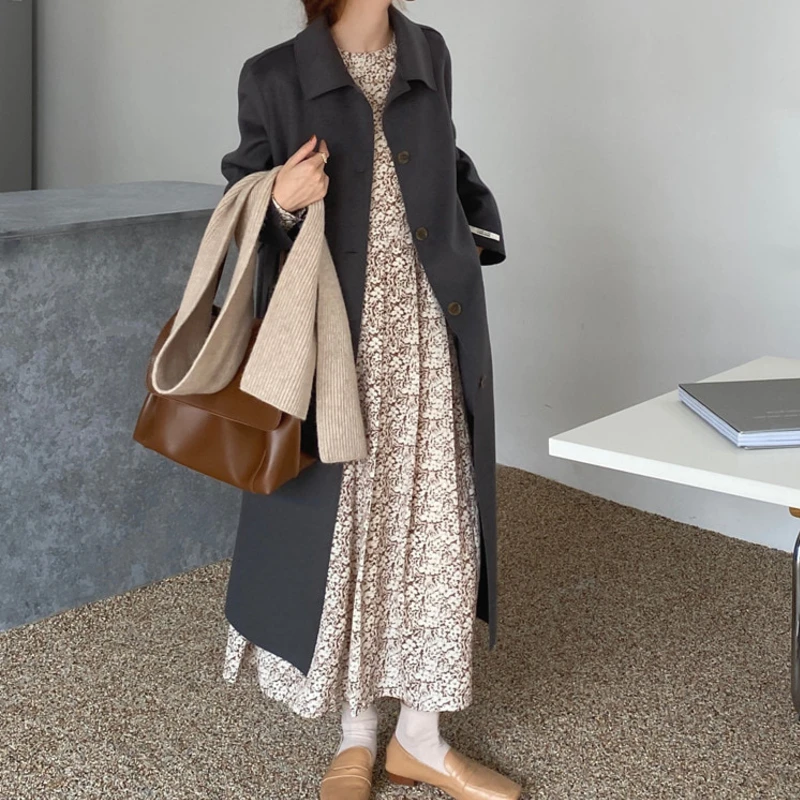 

Spring And Autumn Women Korean Clothes Drawstring Lace Floral Female Dress