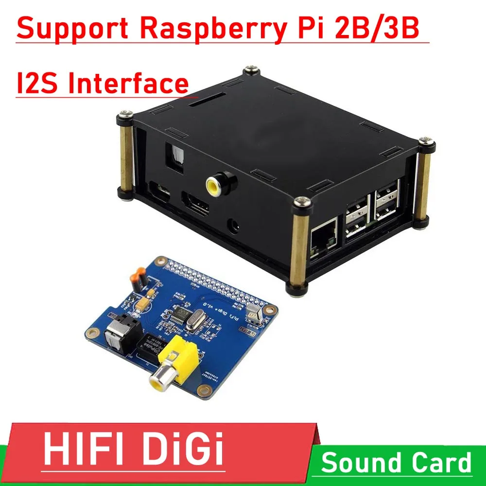 

PRI HIFI DiGi + Digital Sound Card I2S Interface SPDIF Optical Fiber RCA FOR Raspberry Pi 3 /2B B+ 3B 2 volumio Music player
